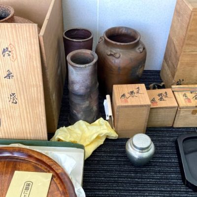 岡山市:備前焼,煎茶器,花瓶,徳利,水指,備前,置物,抹茶碗,店頭買取(持ち込み)