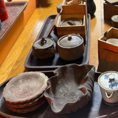 岡山県南区飽浦で訪問査定した備前焼の煎茶道具や茶器の写真