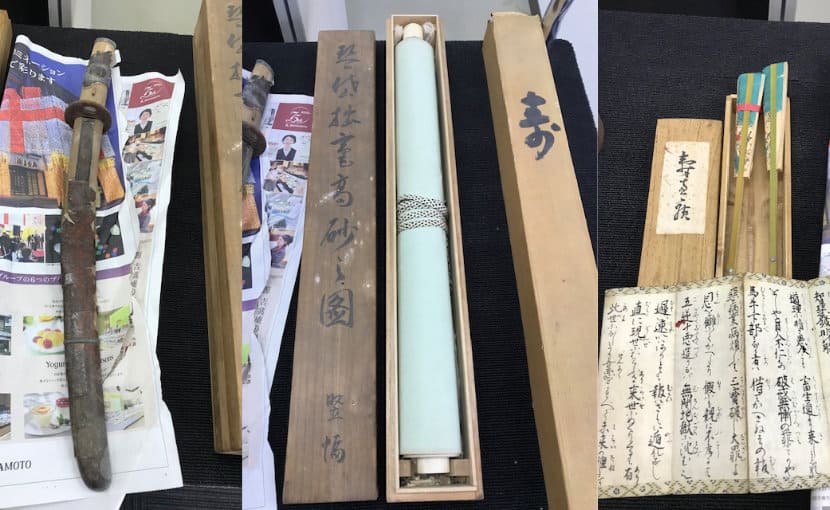 岡山市北区平野在住のお客様の店頭持ち込みで査定した刀剣、掛軸、扇、工芸品の一部