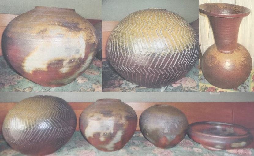 倉敷市水島で査定した備前焼の壺や花瓶の写真