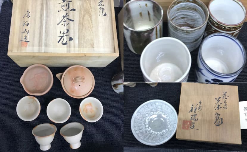 岡山市南区当新田在住のお客様の店頭持ち込みで査定した備前焼、煎茶道具、茶碗の写真