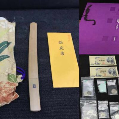 浅口市金光町で査定した工美術品、工芸品、模造刀、古銭の写真