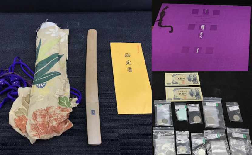 浅口市金光町で査定した工美術品、工芸品、模造刀、古銭の写真